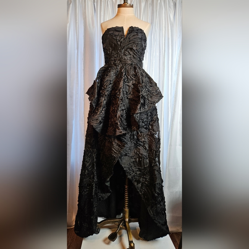 Lulus NWT Black Strapless High/Low Gown NWT